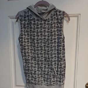 Bershka Light Gray Hooded Top with Graphic Label.   Unisex